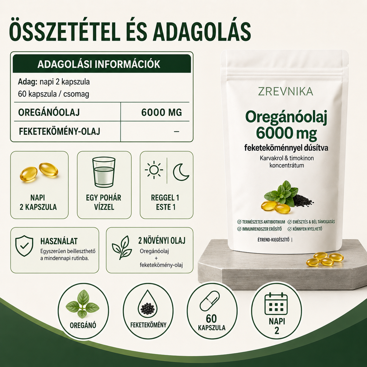 Zrevnika Oregánó — Napi máj- és antioxidáns támogatás